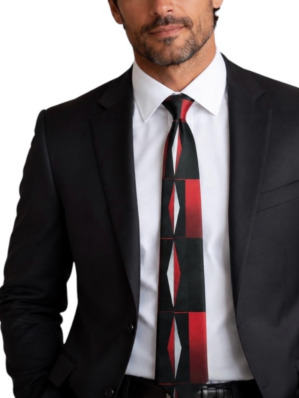 NEW MEN’S HERMOSO NEW YORK DIAMOND DRESS TIE BLACK RED GRAY STANDARD LENGTH